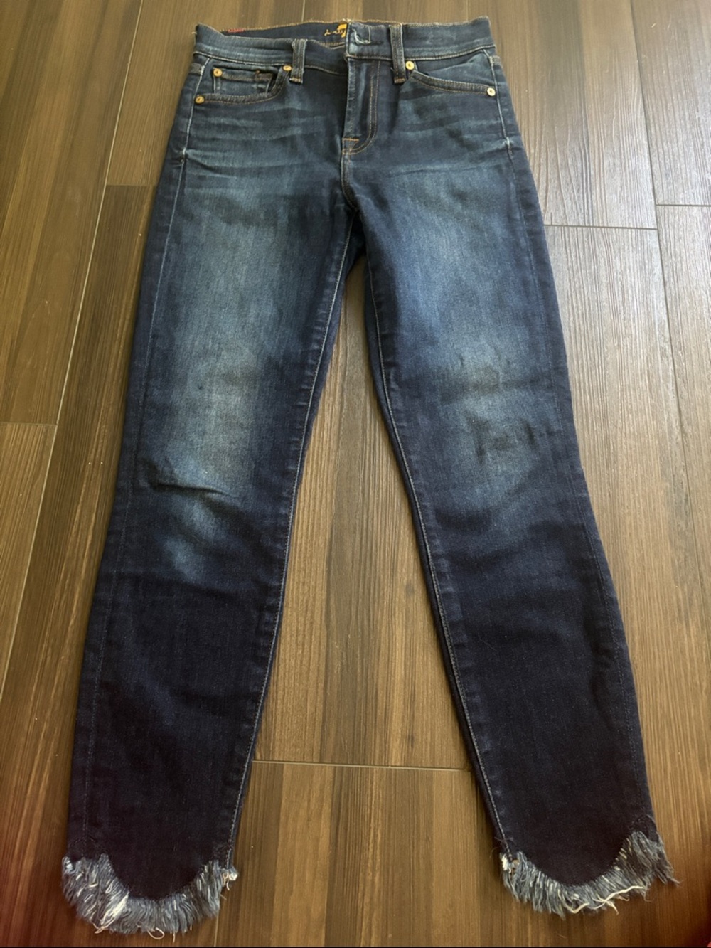 7 For All Mankind Dark Blue Ankle Crop Jeans